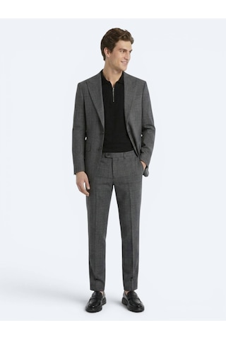 Kip Antrasit Kareli Modern Fit Yün Karışımlı Takım Elbise