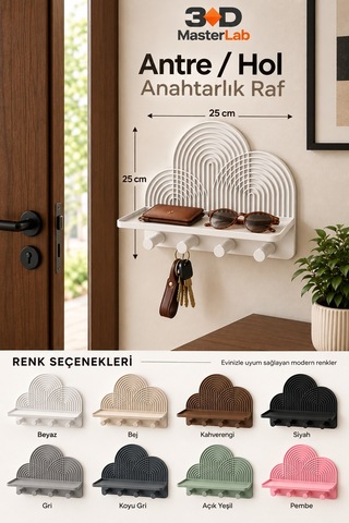 Dekoratif Duvar Organizer Raf Modern Antre Askılığı