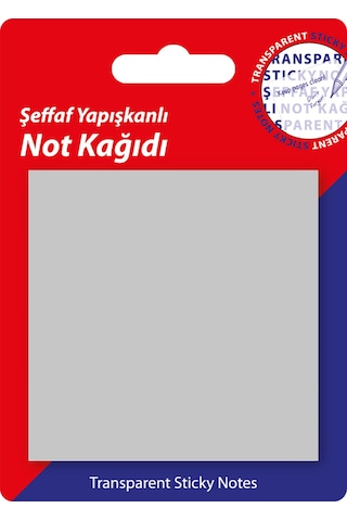 Şeffaf Post-it Yapışkanlı Not Kağıdı GRİ 76x76 Mm. 50 Yaprak