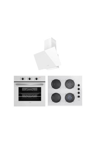 Lanova Mano 2106TW01 - G16400-202 - 3220W6 Beyaz Cam Ankastre Set