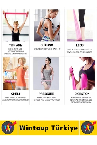 Uzun Ömürlü Fitness Aerobik Esneme Elastik Esnek Orta Sertlik Direnç Özel Kutulu Pilates Bandı Çok Renkli