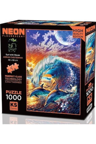 Ks Games 1000 Parça Dalgalarla Surf Karanlıkta Parlayan Puzzşe - 20765 - Adrian Chesterman