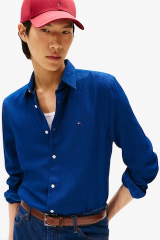 Tommy Hilfiger Sateen Indıgo Sf Shırt Erkek Mavi Gömlek - Mw0mw40498
