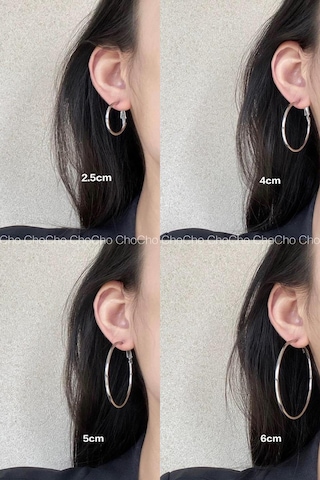 By Zeyna Aksesuar Kadın 316 L Çelik 6 Cm Halka Küpe-5057 Gümüş