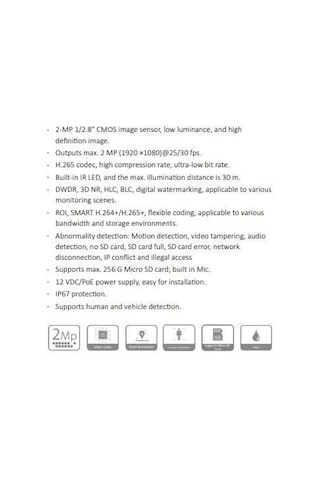Dahua Dh-ıpc-1230tc1-sa Fullcolor Mikrofonlu 2mp 2.8mm Ip Bullet Kamera