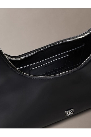 Calvin Klein Emblem Leather Shoulder Bag-9989 Black