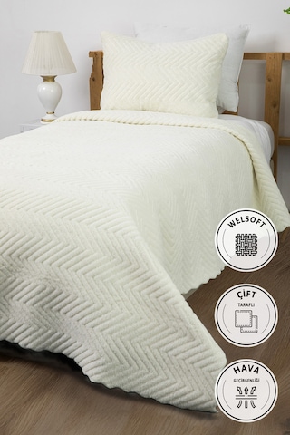 Liena Wellsoft Çift Taraflı 4 Mevsim Tek Kişilik Yatak Örtüsü - K Krem