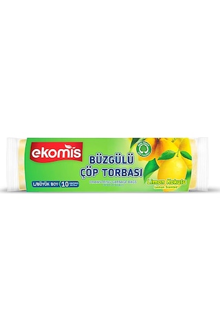 Ekomis Limon Kokulu Büzgülü Çöp Torbası Büyük Boy 10 Lu 12 Paket