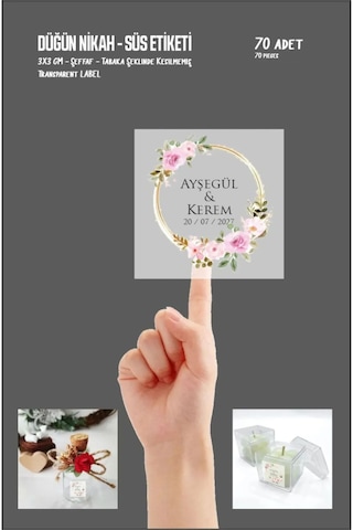 Kişiye Özel Süs Etiketi Şeffaf Kişiye Kına Düğün Nişan Söz Transp