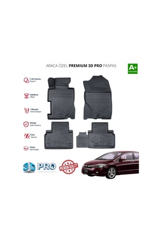 Honda Civic Araca Özel 3d Paspas 2006 2007 2008 2009 2010 2011 2012
