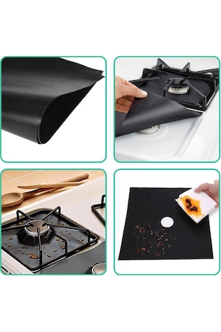 Siyah Renk Ocak Koruyucu Folyo Yanmaz Yapışmaz 4'lü Set Çok Renkli