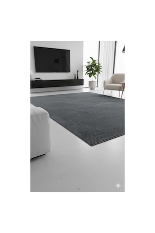 Via Yıkanabilir Kaydırmaz, Pamuk Dokuma, Premium Kalite Salon&mutfak&yemek Odası Kilimi-828 Gri