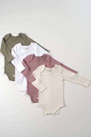 Tinylamb Unisex 4 Parça Uzun Kollu Bebek Bodysuit Seti - Softly Colors 4 Renk Bebek Bodysuit Seti Softly Colors
