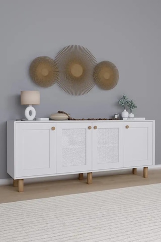 Bohem Serisi Natura 2 Kapak Pvc Hasır Desen Mat Beyaz Konsol Beyaz