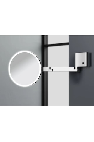 Banyo Makyaj Aynası, Led Işıklı, Çift Kollu, Ayarlanabilir, Büyüteçli 5x - Krom Krom