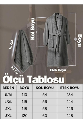 Eponj Home Bornoz - Havlu Seti Carla Antrasit S/m+50x90cm Antrasit