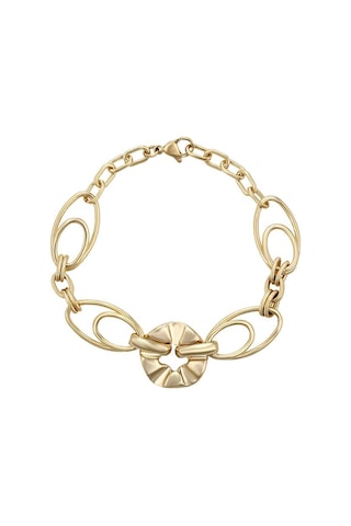 Modern Oval Halka Detaylı 14 Ayar Altın Kaplama Kadın Bileklik Gold