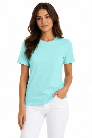 Modi T-shirt Bisiklet Yaka Slim Fit Likralı Tişört Günlük Basic Body - Turkuaz Açık Siyah