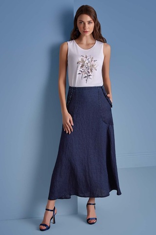 Çan Mavi Keten Etek Mavi