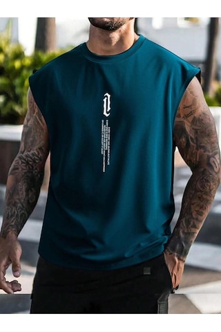 Altamira Erkek Dikey Baskılı Oversize Kolsuz T-shirt 001