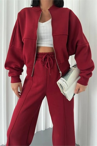 Neşeli Butik Kadın Şardonlu Üç İplik Eşofman Takımı Gts018 - Bordo Bordo