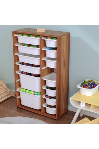 Rine 14 Sepetli Çok Amaçlı Oyuncak Dolabı Tropik Ceviz 2d4k8u Ceviz