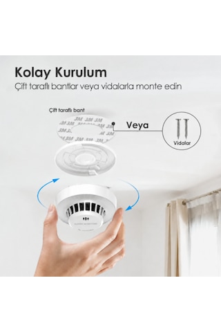 Wisualarm S01 Duman Dedektörü 10 Yıl Ürün Ömrü 5 Yıl Pil Ömrü 85 Db