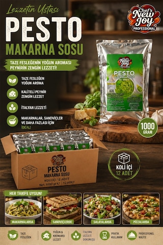Chefs New Joy Pesto Sos 12 x 1 KG 1 Koli Koli Bazlı Avantaj Seti