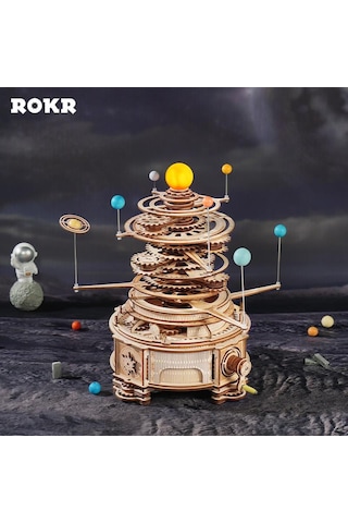 Rokr St001 Mechanical Orrery Dıy Mechanical 3d Puzzle Maket Model Seti 3d Model Kit Ahşap Maket Dekoratif Hobi Seti Hareketli