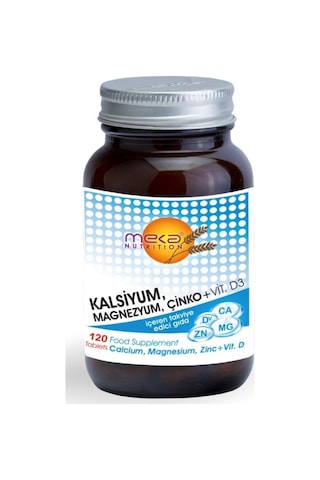 Meka Nutrition Kalsiyum Magnezyum Çinko Vitamin D3 120 Tablet