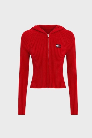 Tommy Jeans Logolu Slim Fit Kapüşonlu Ribana Örgülü Crop Sweat Kadın Kazak Dw0dw20974 Xk9 Kırmızı