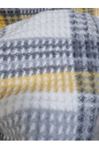 Livoras Home Aksu Cozy Life Pamuklu Tv Battaniyesi 130 X 170cm Plaid Sarı - Gri Gri - Sarı
