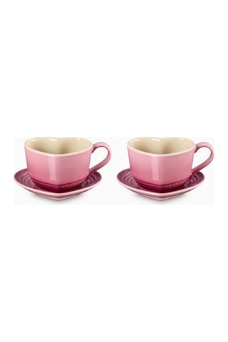 Le Creuset Kalp Şeklinde Seramik Kupa Ve Tabak Seti 2 Li Rose Quartz