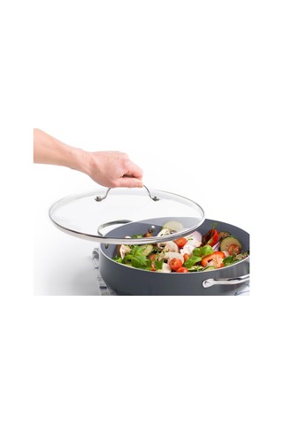 20 Cm Sertleştirilmiş Cam Paslanmaz Çelik Kenarlı Genel Cam, Kapak Metal Saplı, Clear, 28 Cm Çok Renkli