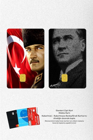 Atatürk 2li Özel Tasarımlı Kart Kaplama Sticker Set1 Standart