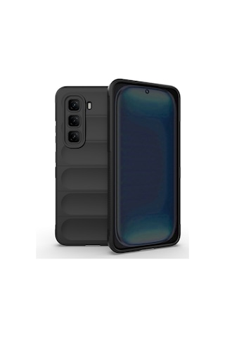 Mobilteam İnfinix Hot 50 4g Kılıf Esnek Tpu Oyuklu Arka Yüzey Tasarımlı Etnik Silikon Siyah