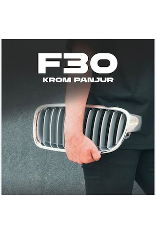 Bmw F30 Panjur Krom Titan Böbrek Izgara Seti 3 Serisi Ön Grill 2012-2017 Uyumlu Gri