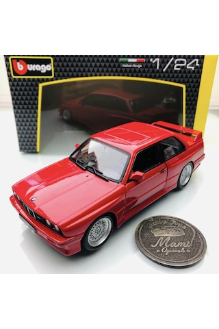 Yeni - New 1988 Bmw M3 E30 Red 1:24 Ölçek Burago Marka