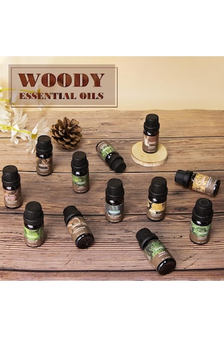 Salking Odunsu Uçucu Yağ Seti 12x10ml, Aroma Terapisi, Doğal Koku Yağları