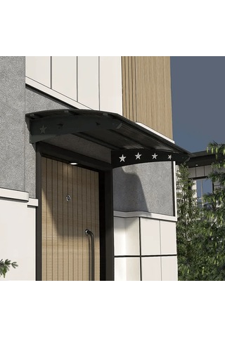 SundurmaX Pratik Metal Sundurma 120x100 Yıldız Serisi Kapı Üstü Sundurma Antrasit - Füme