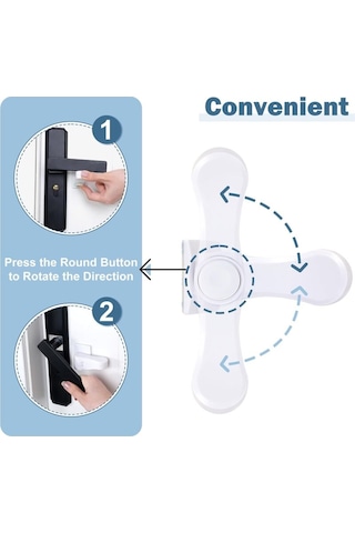 Çocuklara Dayanıklı Kapı Kolu, 4 Oda, Dayanıklı Abs Kapı Kolu Kilidi, Çocuklara Dayanıklı, Kendinden Yapışkanlı Arka Yüzeye Sahip Basit Tasarım