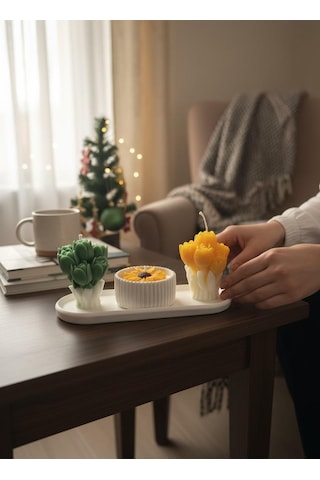 Dekoratif 4lü Mum Set Kokulu El Yapımı Hediyelik Ve Özel Günler Çok Renkli