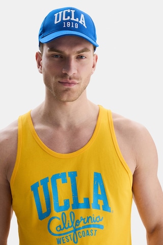 Ucla Pebble Sarı Sıfır Kol Baskılı Oversize Erkek Tshirt Sarı