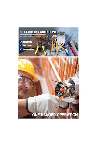 Jeemson Otomatik Kablolu Tel Soyucu - Elektrikçi İçin Tel Kesme, Presleme Ve Soyma Aleti - Yeşil Renk - Çok Fonksiyonlu