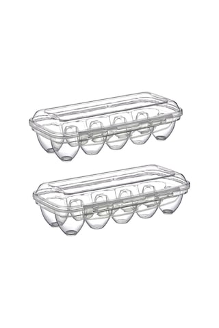 Buffer® 2 Adet 10 Bölmeli Kilitli Kapaklı Yumurtalık Saklama Kutu Çok Renkli