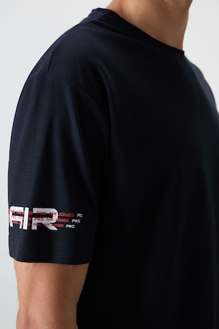 Air Jones Tommy Life Lacivert Pamuklu Kalın Yüzeyi Dokulu Oversize Fit Baskılı Erkek T-shirt - 88369 Lacivert