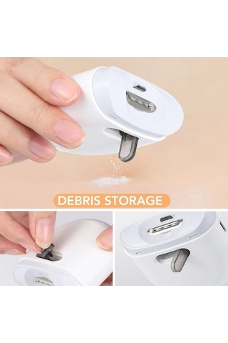 Pazly Otomatik Şarjlı Tırnak Makinesi - 2 Hızlı, Aydınlatmalı, Bebek & Yetişkin İçin Güvenli Beyaz