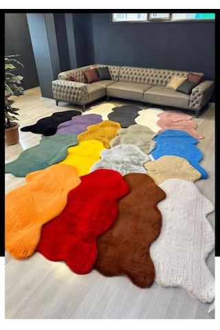 Aries Home Tavşan Tüyü Lila Yumuşak Makinada Yıkanabilir Kaymaz Ve Toplanmaz Süet Taban Post Halı