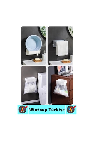 Kendinden Yapışkanlı Mutfak Banyo Balkon Ofis Kamp Piknik Katlanabilir Çöp Poşeti Tutucu Aparat Çok Renkli