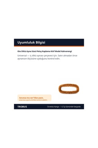 Trobus Oto Dikiz Ayna Süsü Peluş Kaplama Kılıf Model Kahverengi